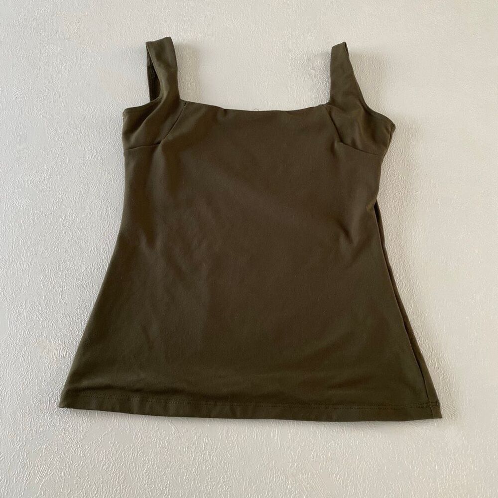 Free People Intimately Tank Top XS Olive Green Square Neck Seamless Stretch Cami